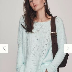 Anthropologie Pointelle Sweater in Mint Blue.